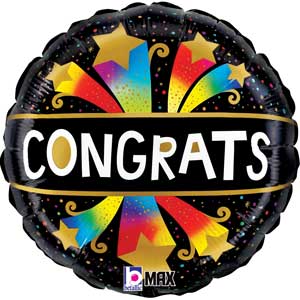 Congrats Bursting Stars Foil Balloons